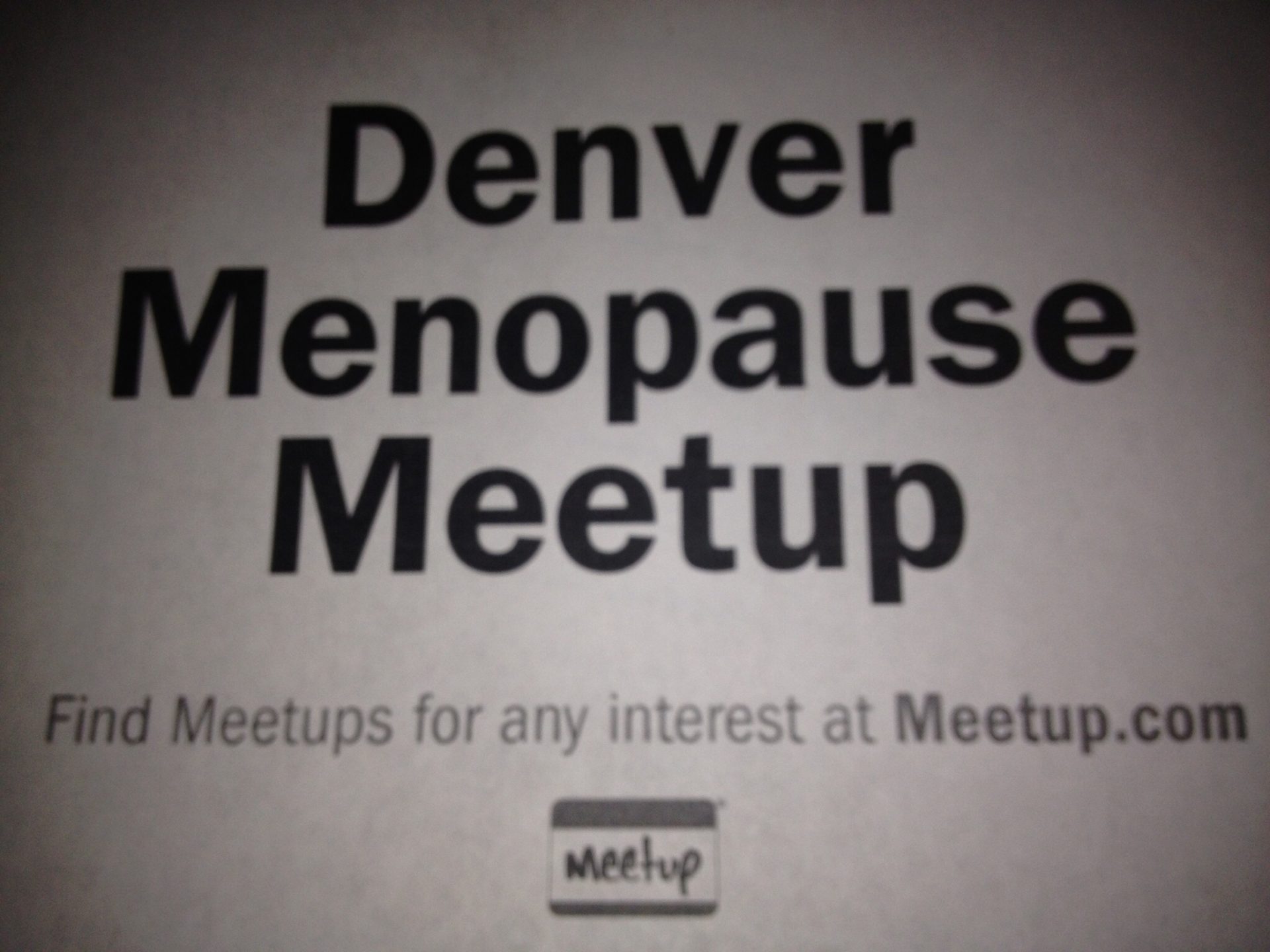 Menopause Meetup last Sunday of every month in 2015!