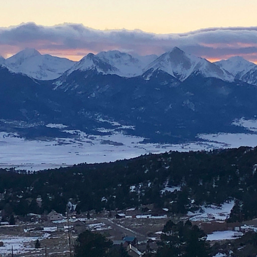 Mountains and valley with snow